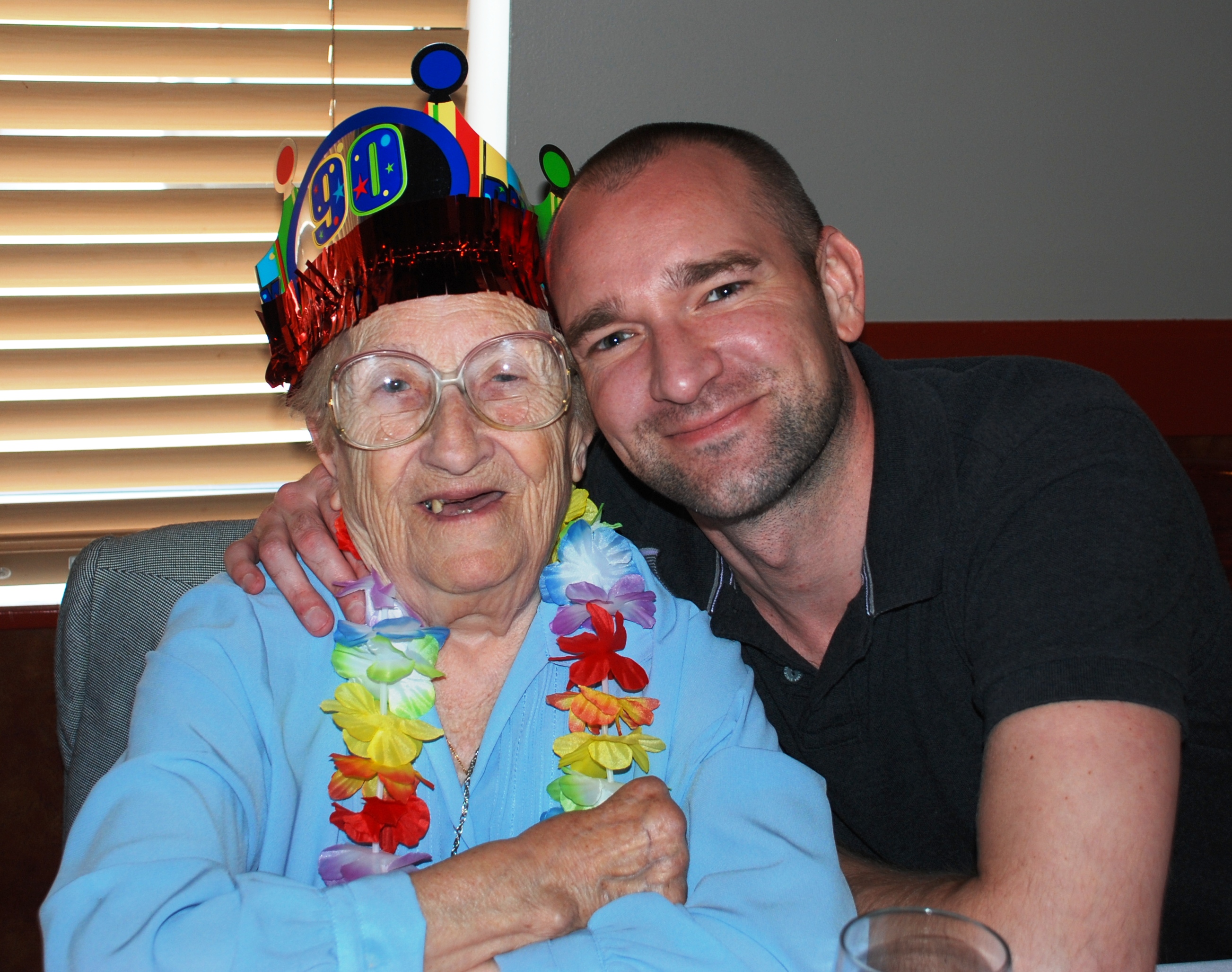David with his grandmother at her 90th birthday